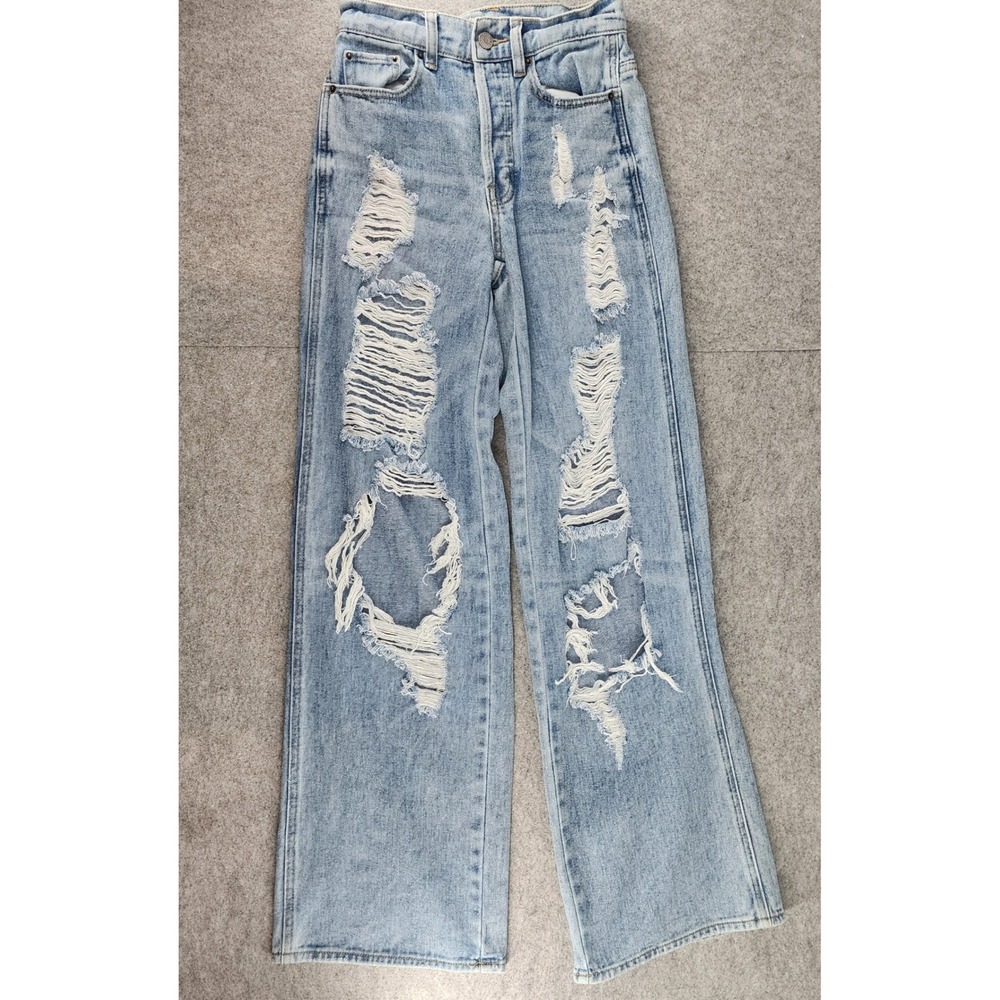 PacSun Baggy High Rise Distressed Wide Leg Jeans Light Wash Blue Womens‎ 23